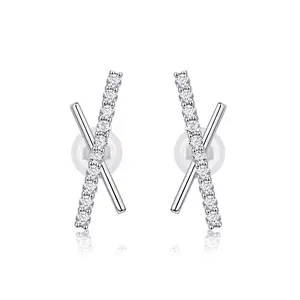 [Shooting Star] Synthetic Moissanite Dangle Earrings Gifts for Women, 925 Sterling Silver with 7 Layer 18K White Gold Plating Hypoallergenic Round Stud Earring, D Color VVS1 Clarity Diamond Earrings Birthday Anniversary Party Gifts