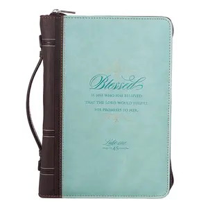 Blessed Light Blue Faux Leather Fashion Bible Cover - Luke 1:45 (Extra Large) Blessed Light Blue Faux Leather Fashion Bible Cover - Luke 1:45 (Extra Large)