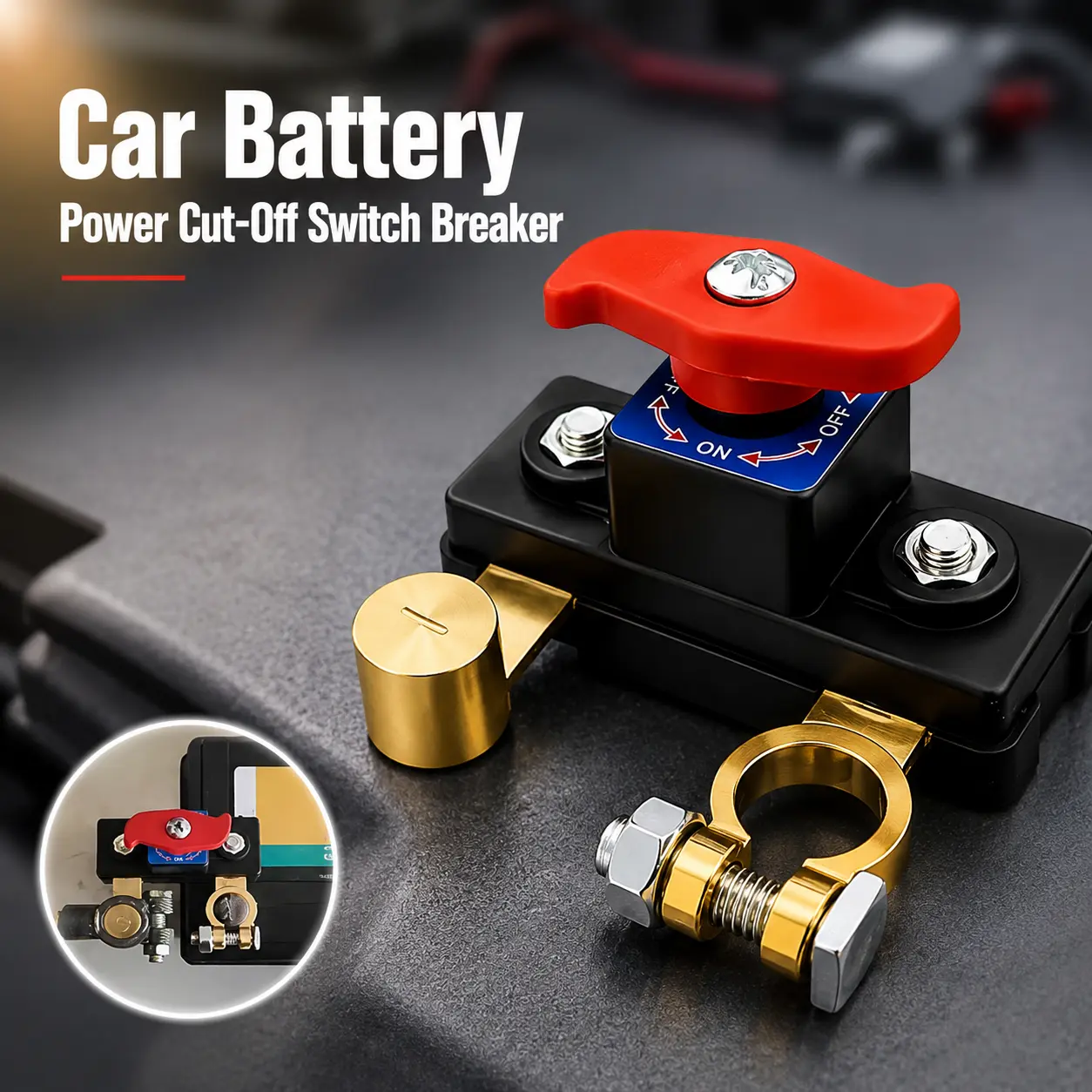 2PACK-Pure Copper Core Negative Battery Cut Off Switch, for Auto Electrical System Daily Use, Practical Circuit Control Accessory, Durable Safe Power Isolator Prevent Battery Power Loss