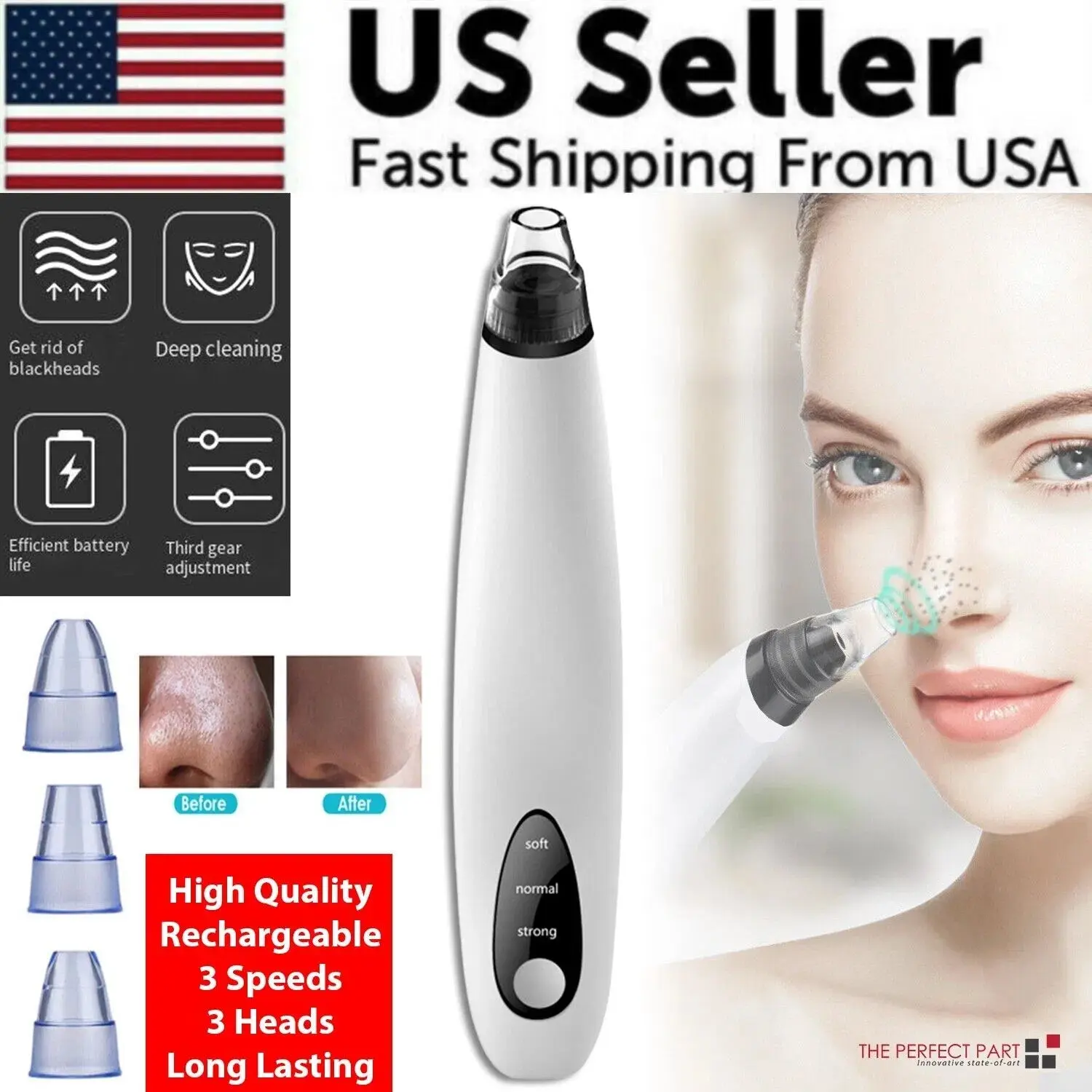 Electric Blackhead Remover - Diamond Pore Vacuum & Whiteheads Cleaner