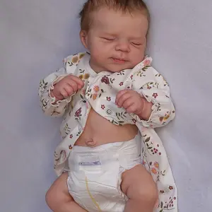 A complete set for the baby Realistic Newborn Baby Doll - Full Vinyl Body Reborn Doll with Rooted Hair, 3D Hand-Painted Soft Skin, Lifelike Sleeping Baby Boy Silicone Doll - Collectible Handmade Giftfor Kids, Birthday, or Christmas