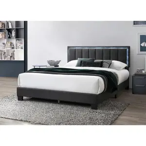 Queen Bed Platform Bed W/ Built-In LED Lights