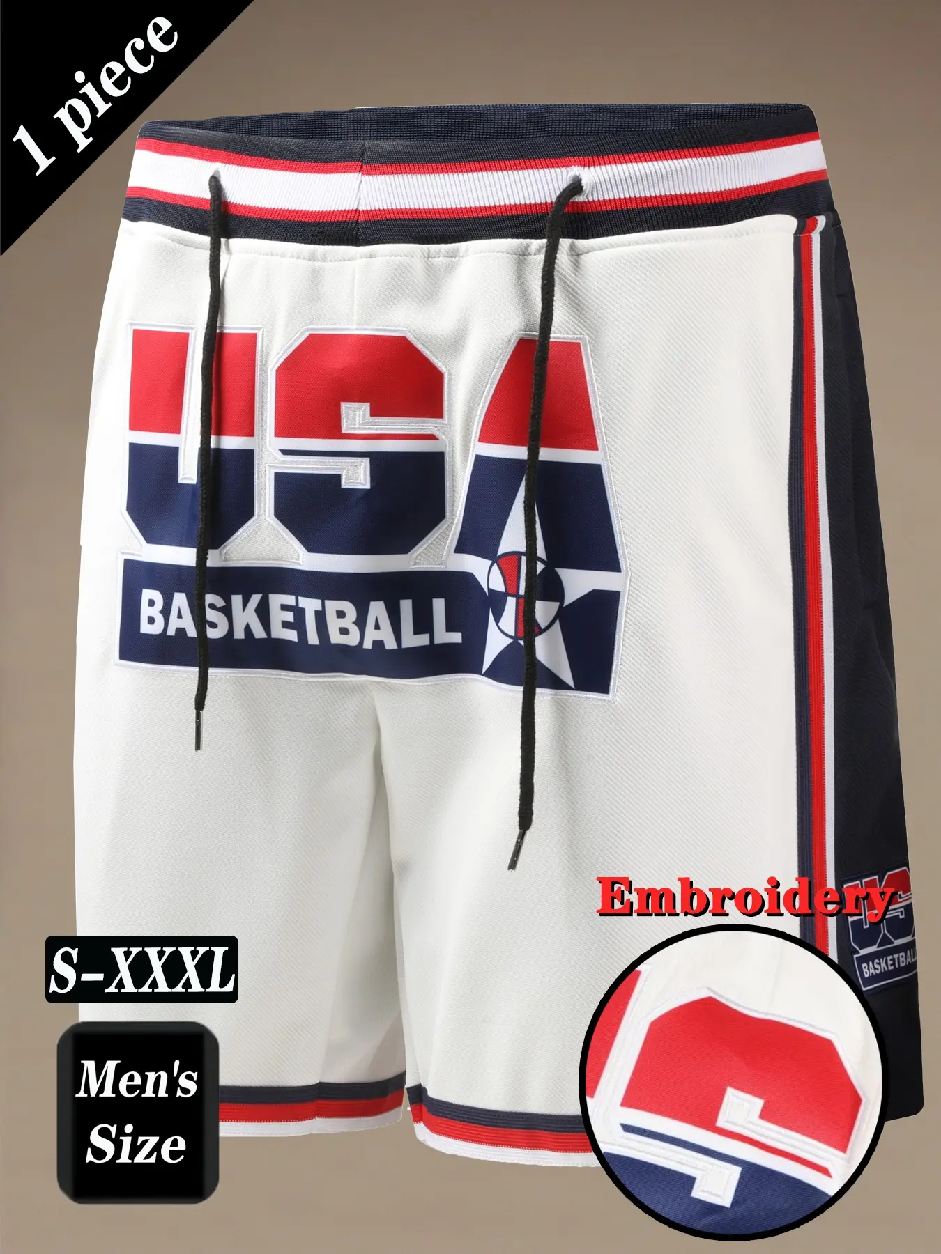 Men's Basketball Shorts, Dream Team Theme, High-Quality Embroidery, Functional Pockets, Outdoor Sports & Competition, Summer, All-Season Wear, Street Style