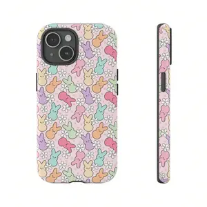 Easter Bunny Solid Phone Case: Spring Floral Design, Compatible with iPhone 17/16/15/14/13/12/11/X/XS/XSMAX/12.13 MINI/16E, Brand New Fashionable Protective Case, Gift, Personalized, Business, Suitable for Various Occasions, Flower, Cover, Accessories, Sm