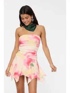 Floral Strapless Mini Dress