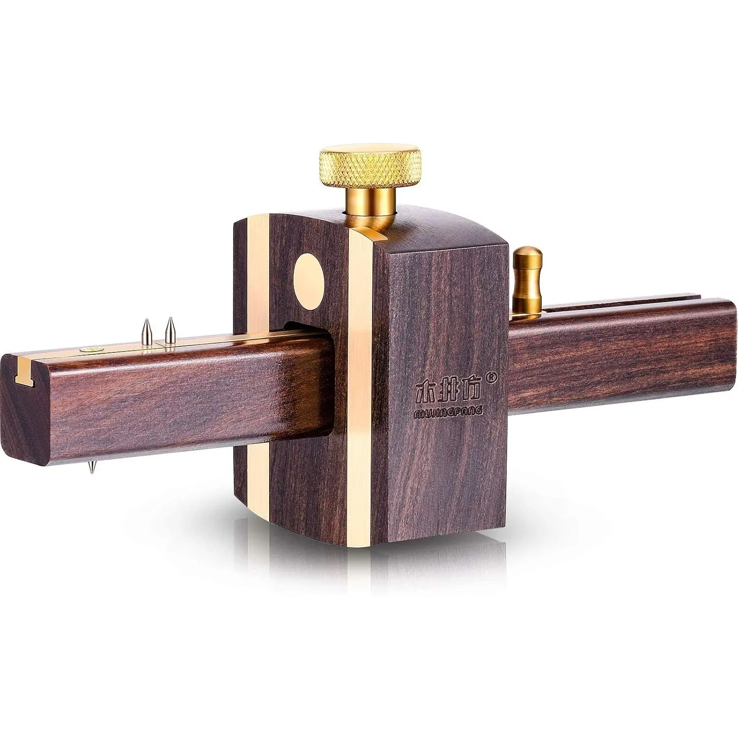 6.4 In Woodworking Marking Gauge - Ebony Mortise Square Gauge with Brass Screw Adjustable Head, Sliding Mark Scraper, Carpentry Measuring Tool for Home Supplies, 6.4 Inches