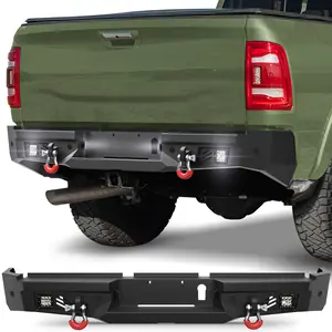 Rear Back Bumper w/Lights for 2019-2025 Dodge Ram 2500/3500, 2019 2020 2021 2022 2023 2024 2025  Ram Truck Steel Rear Bumper w/LED Lights, D-rings