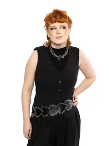 Studded Heart Wide Belt