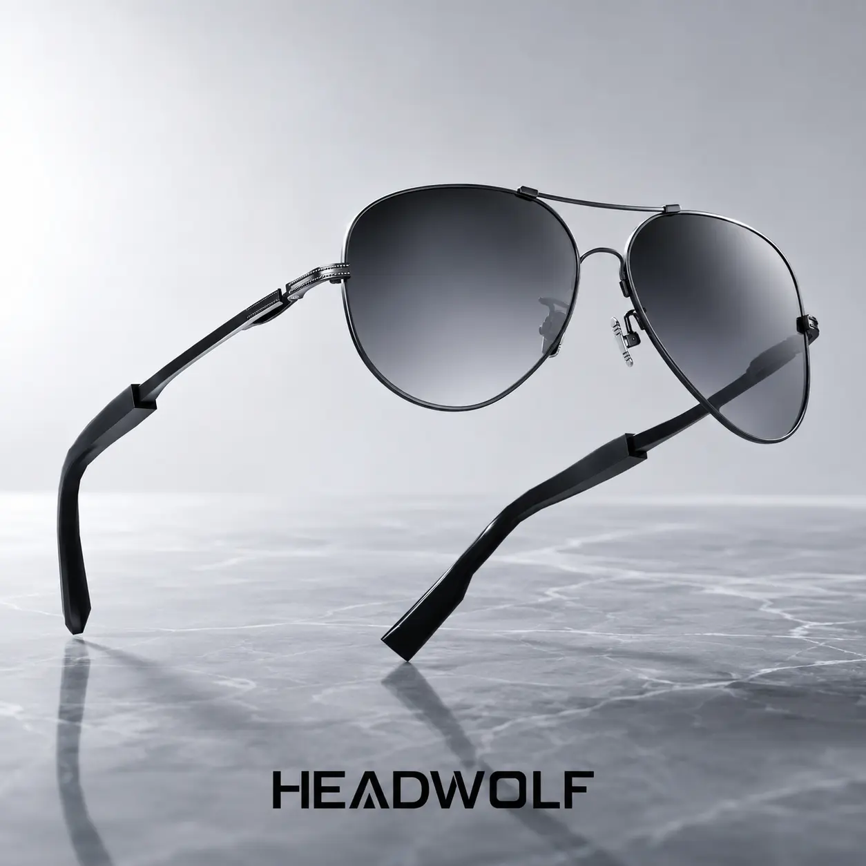 【HEADWOLF】Smart Glasses - Titanium Alloy Wearable AI Smart Eyewear with Magnetically Detachable Temples, AI Translation, Voice Assistant,  Lightweight Build, Memory Metal, Noise Reduction, Music Player