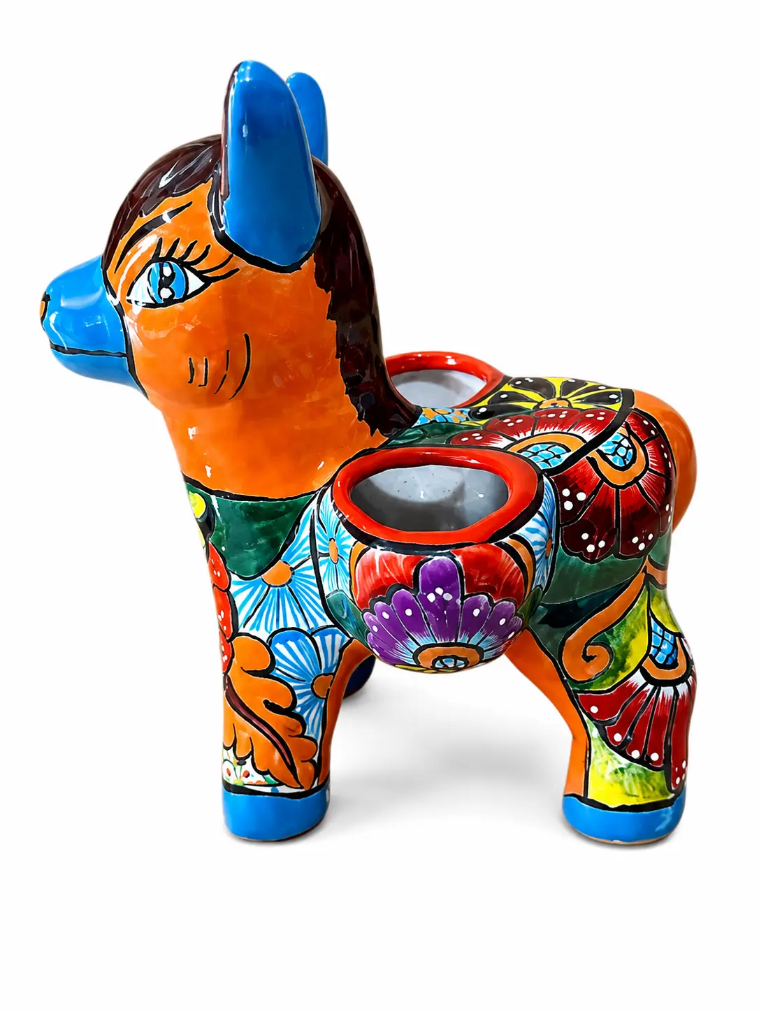 Handmade Talavera Donkey Planter | Mexican Ceramic Burro Flower Pot | Hand Painted Animal Planter | Colorful Folk Art Home & Garden Decor