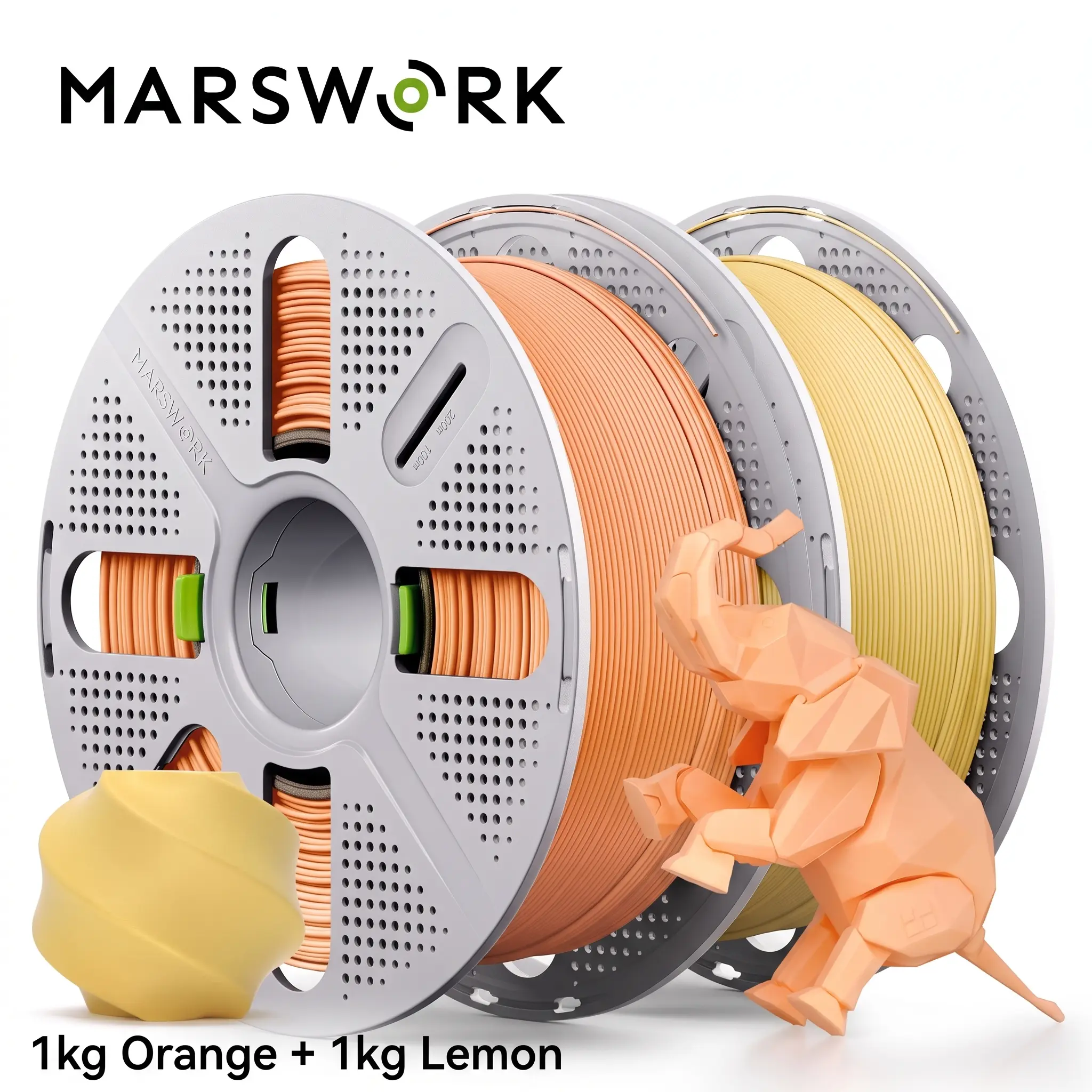 2kg (4.4lbs) MarsWork Matte PLA Filament with Quick-Swap Reusable Spool, Matte Finish PLA 1.75mm 3D Printing Filament, Compatible with Bambu Lab 3D Printers and Refill Filament 1kg (2.2lbs)