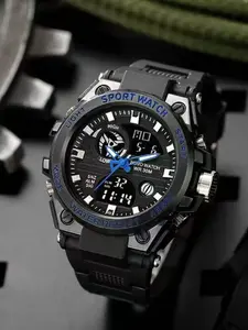 Fashion New Teenage Electronic Watch Men's High School Multifunctional Waterproof Night Glow Dual Display Casual Trendy Wristwatch Quartz Waterproof Watch