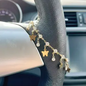 Steering Wheel Beaded Accessories Butterfly Drill Decorations Car Parts Unique Fashion Gift, Automotive Decoration, Stylish Accessory, Cute Car Accessories