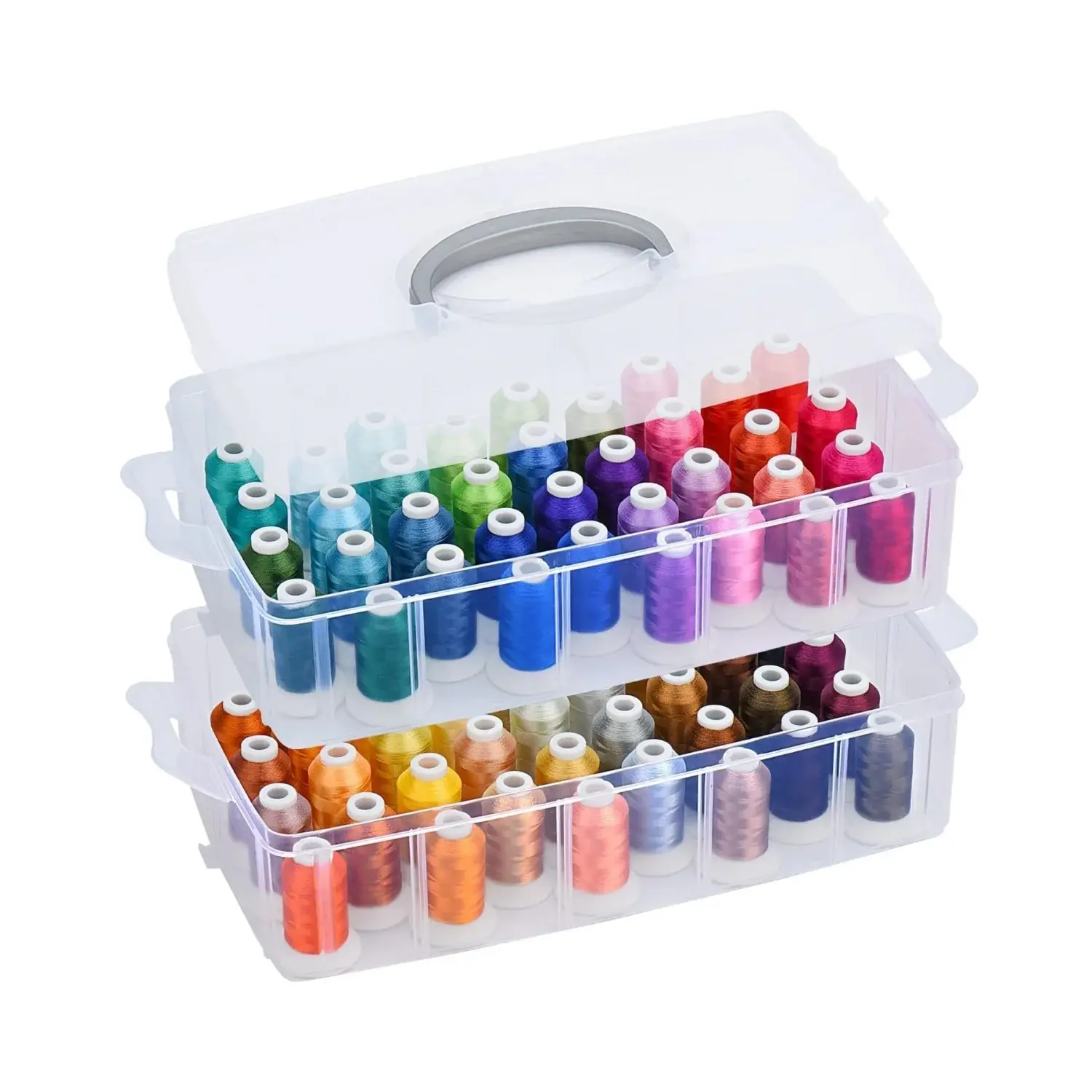Simthread 80-Colors Polyester Machine Embroidery Thread Set, 500M (550Y) Embroidery Thread Kit with Clear Storage Box, Multi Color Sewing and Embroidery Thread for Embroidery Machines, Embroidery Supplies, Compatible with Janome and Robison-Anton Colors
