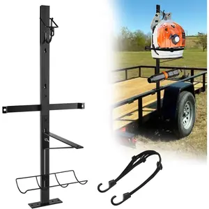 Backpack Blower Rack for Trailer, Steel Leaf Backpack Blower Holder for Open and Enclosed Lawn Landscape Trailer Truck, Adjustable Holding Base Fit 16"-25" Blowers
