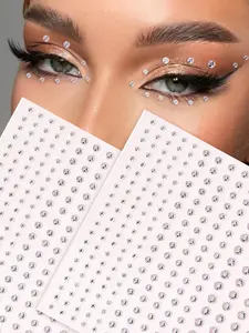 Multi-Size Faux Crystal Silver Rhinestone 3D Face Jewel Stickers, For Festival Party, Daily Use, DIY Music Festival Makeup, Can Be Applied To Hair, Eyes, Face, Body, Tattoo Stickers, Temporary Fake Tattoo