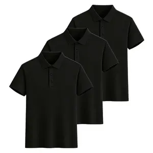 3-Pack Solid Colored Polo Tops, Relaxed Fit Collared T Shirts for Men Perfect for Daily Outings Weekend Plans and Everyday Casual Lifestyle