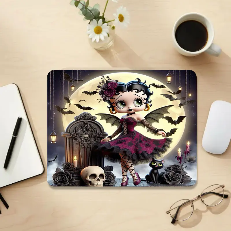 1pc Betty Boop Printed Mouse Pad, Skeleton Cartoon Desk Mat, Retro Gaming Mousepad, Cute Flapper Girl Aesthetic Office Decor, Custom Personalized Gift for Women, Collector Desk Accessories, Coworker Birthday Present