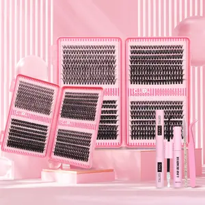 DIY Eyelash Extension Kit - 680pcs D Curl Cluster Lashes With Applicator Tool Bonding & Seal, Tweezers, Remover, Lash Brush And Mixed Length Clusters (10-16mm) - Hypoallergenic, At-Home Professional Lashes, Travel & Home Set (30D/40D/50D Mix)