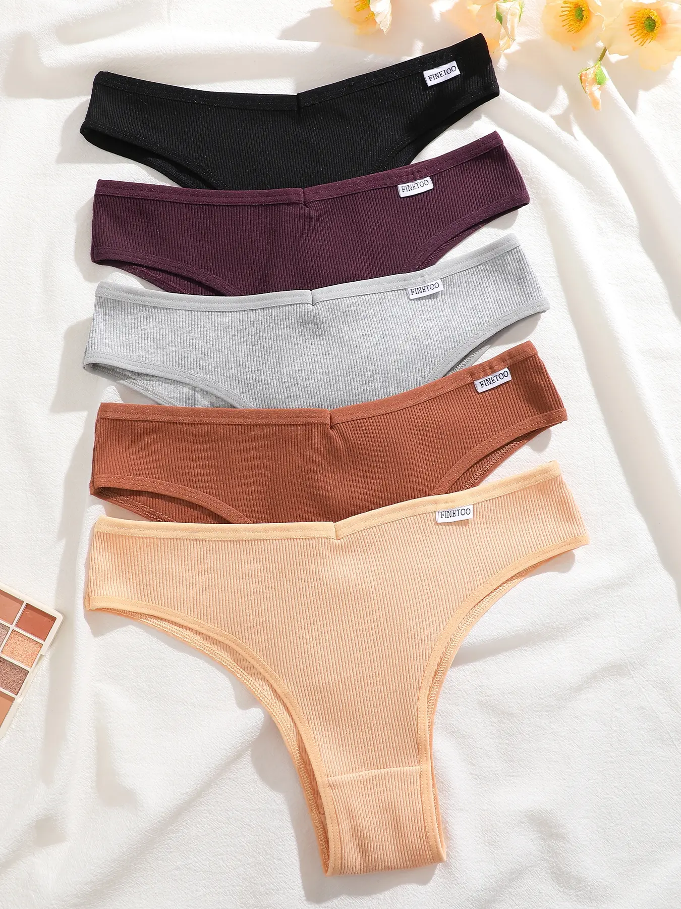 Women's Ribbed V-Waist Brazilian Thongs, 5-Pack Comfortable Breathable Fitted Underwear, Everyday Daily Wear Fashion Plain Panty Panties for Women, Soft Breathable Panties, Breathable Comfy Panties