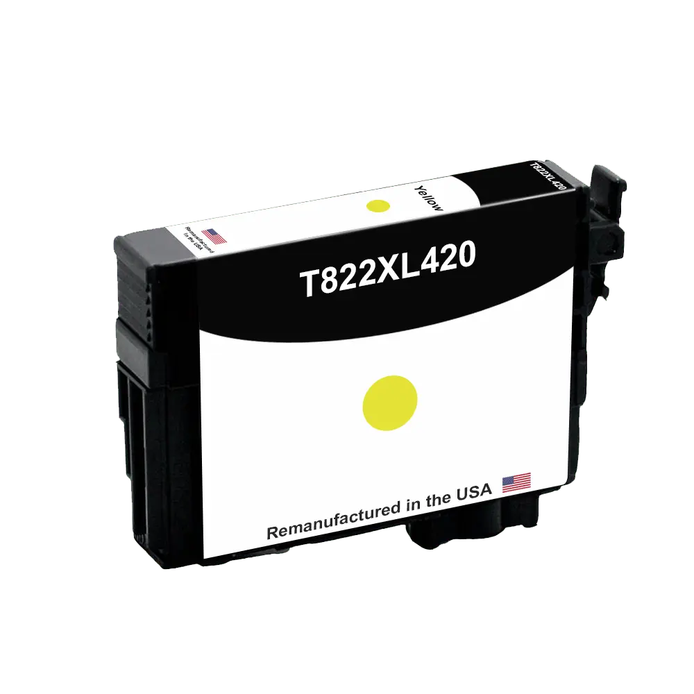 U.S. Remanufactured for Epson T822XL High Yield Yellow Ink Cartridge, T822XL420