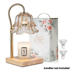 Flower Candle Warmer Lamp, with 2 Bulbs, Height Adjustable with Timer, Unique Glass Lily of the Valley Lamp for Home & Bedroom Decor, Ideal Gift for Birthday/Mother'S Day, Valentine'S Day Gift