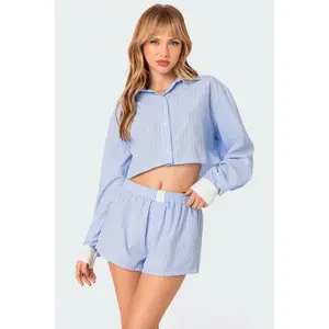 Lea Cropped Button Up Shirt