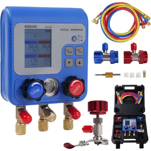 Manifold Gauge Set, HVAC Pressure and Air Tightness Test Gauges, Refrigerant AC Gauges with 3, for R22/R410A/R134A Refrigerant Recharge Kit