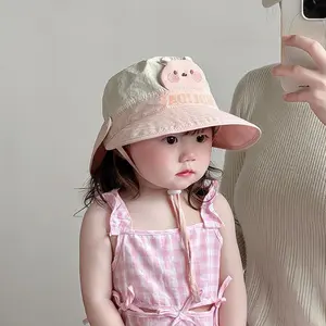Toddler & Kids Wide Brim Sun Hat Cartoon Funny Bucket Hat, Lightweight Quick Dry Breathable Summer Cap with Adjustable Strap, Soft UV Protection Outdoor Hat for Beach, Travel & Daily Pla outdoorfun