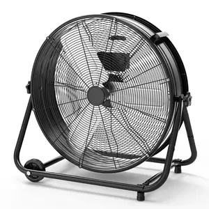 [GARVEE] 24 Inch High Speed Industrial Drum Floor Fan, heavy-duty full metal construction with 3 speeds and 360° tilt design. Built with portable handle and rolling casters for easy movement, powerful air circulation fan perfect for warehouse, garage,。