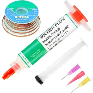 Solder Flux Paste And Solder Wick Braid, No Clean Soldering Flux (5ML) 10Ft Desoldering Wick Braid For Electronics Repair For Disassemble Electrical Components (2 Pack Kit)