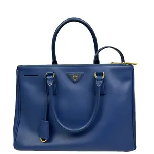Pre-owned PRADA Double Zip Lux Tote Saffiano Leather Medium REBAG (