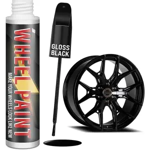 Gloss Black Rim Touch Up , Rim  for Curb Rash, Wheel Scratch Repair Kit for Enamel, Alloy, Metal, Universal Black Automotive Touch Up  Pen (1 fl oz)