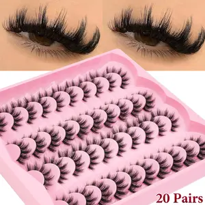 20 Pairs Eyelash Extensions Set, Dense Style, 0.10mm Thickness, 16-18mm Length, D Curl, Non-Flammable Liquid, Made in China