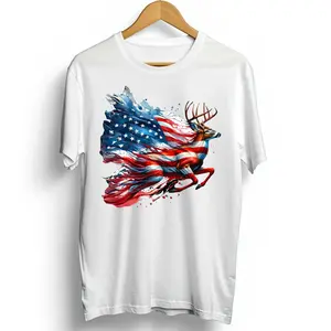 American With Deer Direct To Film Print. DTF Print for T Shirts