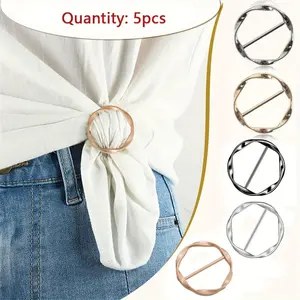 5pcs Versatile Metal Scarf & T-Shirt Adjustable Clips - Easy Knotting and Waist Cinching Accessories for Sewing and Knitting
