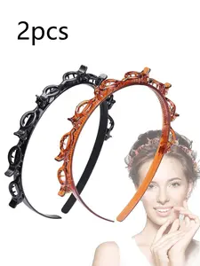 2pcs women's multifunctional headbands, hairbands with broken hair and bangs, headband headbands with teeth, fashionable women's accessories, parties, holiday gifts, vacation outings, afternoon tea, campus, office, daily leisure hair accessories