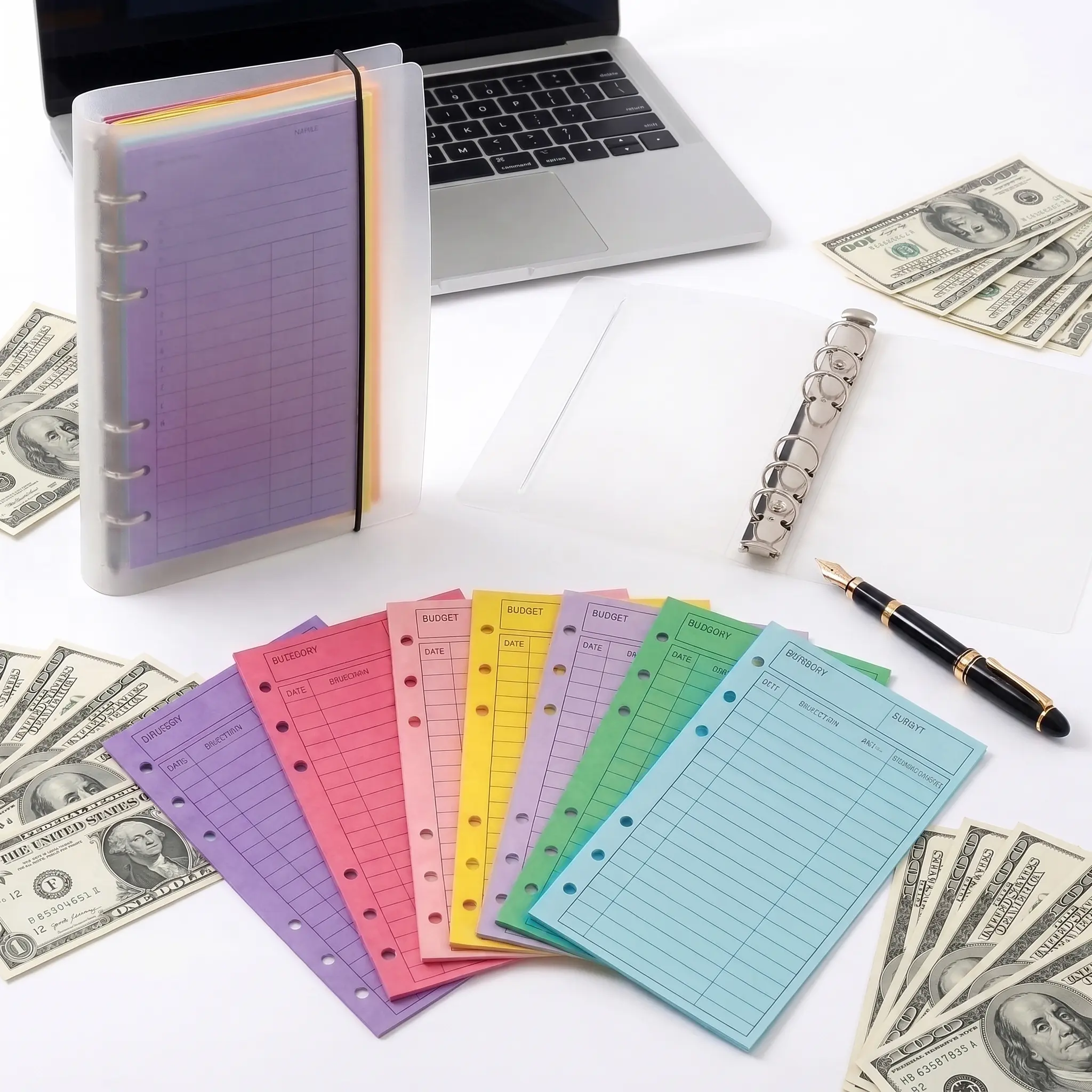 12-Piece Reusable Cash Envelope A6 Budget Binder Set - Heavy Paper Budget Planner with Expense Tracker, Accounting Office Stationery for Savings Organization, Bill Tracking & Better Financial Habits