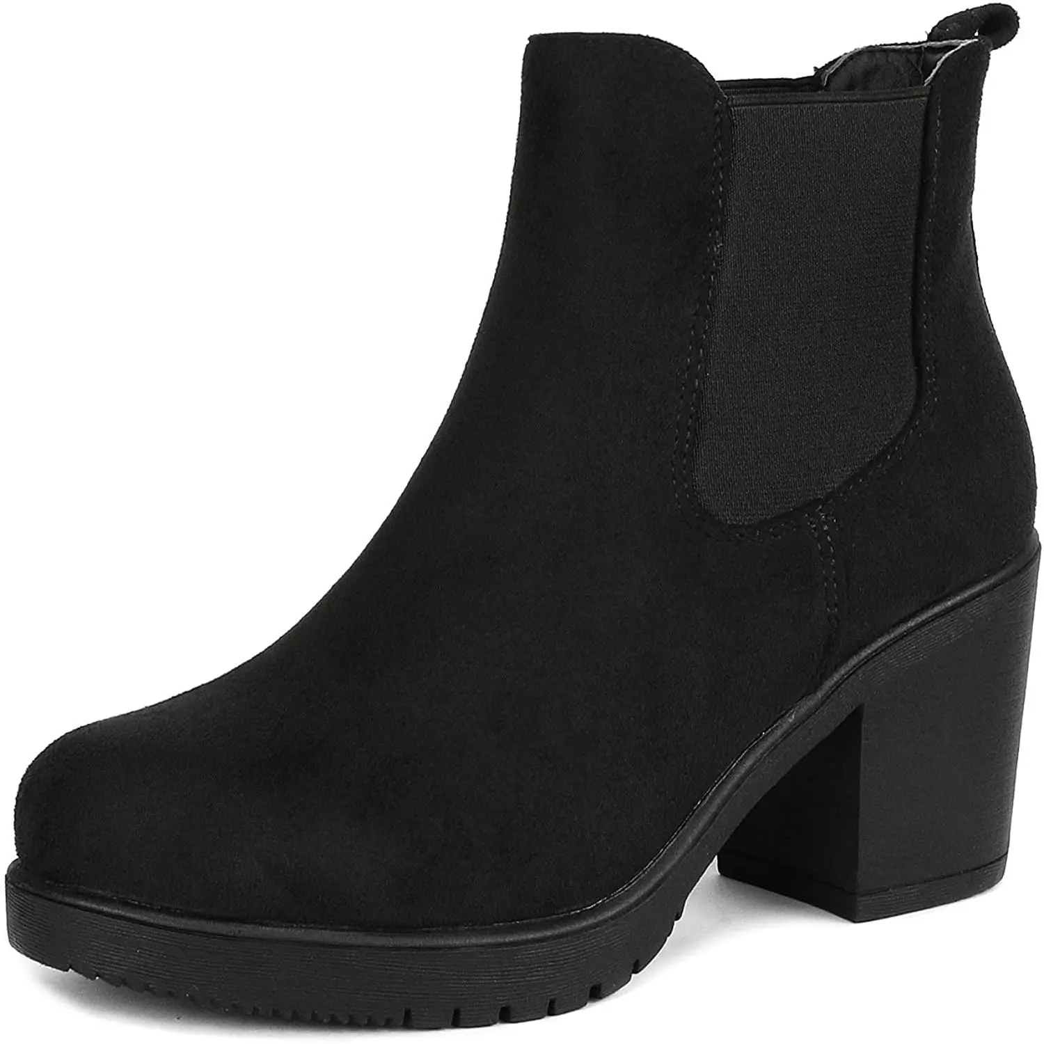Dream Pairs Women's Suede Chelsea Ankle Boots - 3" Platform Block Heel Footwear, Comfortable Synthetic Walking Shoes, Stylish Statement Shoes, Heels For Women, Soft Suede, Slip On, Ankle Length, 3 In