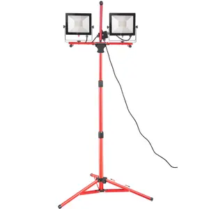 VEVOR LED Work Light with Stand, 5000 Lumen Dual-head LED Work Light with 27.6\"-68.1\" Adjustable and Foldable Tripod Stand, IP65 Waterproofed LED Tripod Work Light, with 5000 Kelvin Color Temperatur