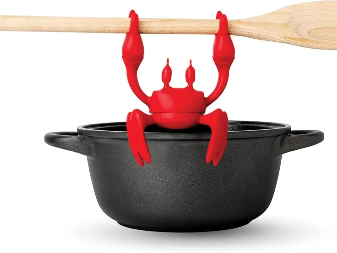 Red Crab Silicone Cutlery Holder, Kitchen Gift, Heat-Resistant Silicone Spoon Holder with Steam Releaser, Multifunctional Chopstick Holder & Chopstick Rack for Kitchen Use