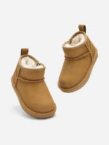 Balabala Kids Winter Snow Boots Boys & Girls Warm Plush Ankle Boots Waterproof Anti-Slip Easy Zip-On 2025 New Triple-Layer Thermal Protection & Water-Repellent Upper