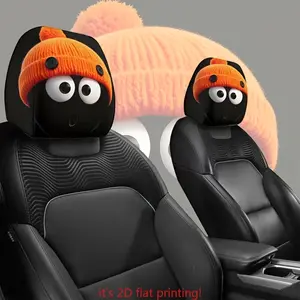 Orange printed car headrest cover set of 4 | Suitable for most cars, easy to install, machine washable | A travel decoration Car Seat Decorative for long trips | Fun and fashionable, an ideal gift for your loved one