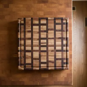 Handcrafted 16x20x2.5" End‑Grain Butcher Block — Black Walnut & Northern Hard Maple
