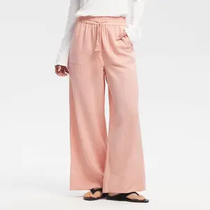 Women's High-Rise Tassel Drawstring Waist Wide Leg Pants - Universal Thread Pink XL