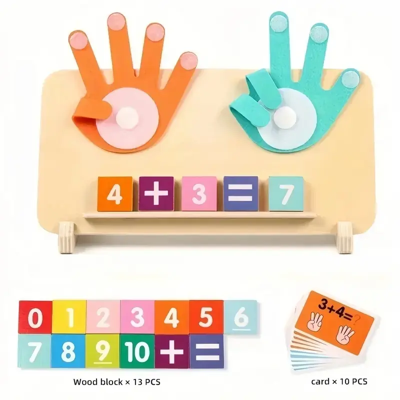 Wooden Number Block Gift Set, Colorful Finger Counting Board, Tabletop Family Fun, Desktop Display, Party Favor, Birthday Gift Idea