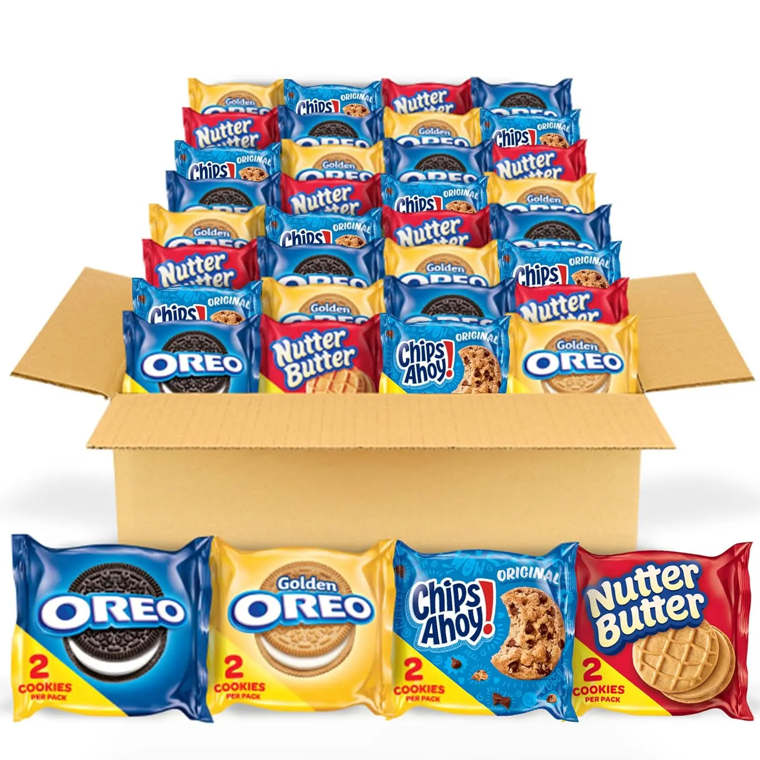 Ultimate Nabisco Cookie Variety Pack with OREO Original, Golden OREO, CHIPS AHOY! & Nutter Butter, 56 Mini Snack Packs (2 Cookies Each), Family Size Assortment for School, Office, Travel & Gift Boxes