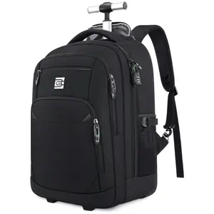 Bruno Cavalli Rolling Backpack #18613, Wheeled Laptop Backpack, Carry on Underseat Bag with Wheels, Waterproof Luggage for Men Women, 15.6" Laptop Pocket, Adjustable Straps, Back To School, Travel Essentials Carryall