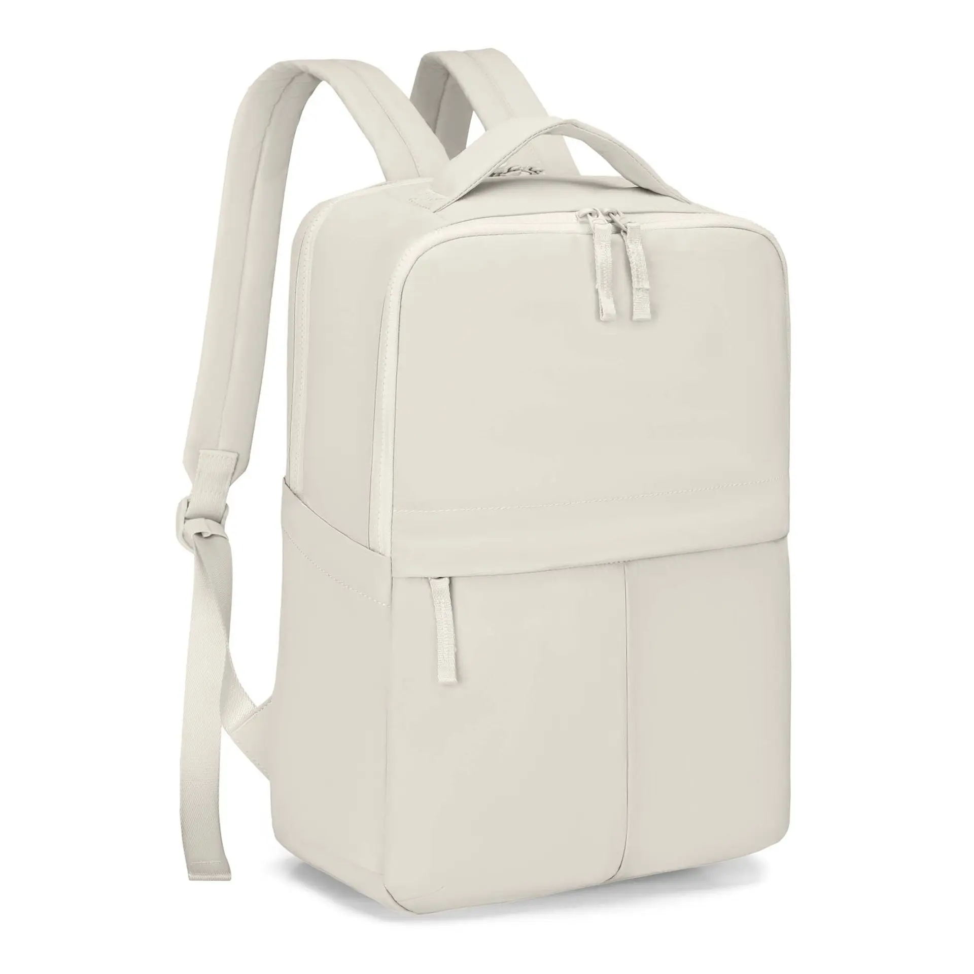 Minimalist Nylon Fabric Travel Backpack with Padded Straps, Solid Colors, Square Shape, Laptop-Compatible Design, Unisex