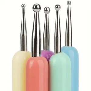 5pcs Embossing Stylus Set, Uncharged Plastic Ball Tip Clay Modeling Tools, Pattern Tracing and Dotting Accessories for Pottery, Nail Art, Drawing & Crafts, Handcraft Handheld